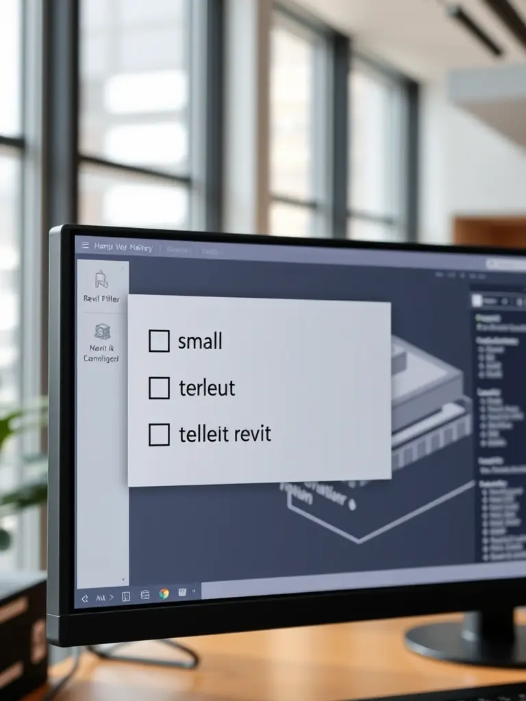 A visual representation of the size filter, showing options for small, medium, and large Revit families, with a focus on how these sizes fit into a sample architectural model.