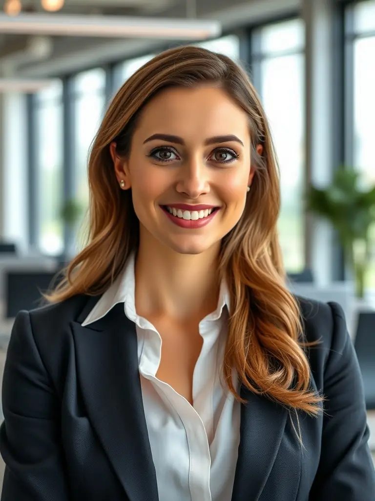 A professional headshot of a Revit consultant, smiling confidently and looking directly at the camera, set against a blurred background of a modern architectural office.